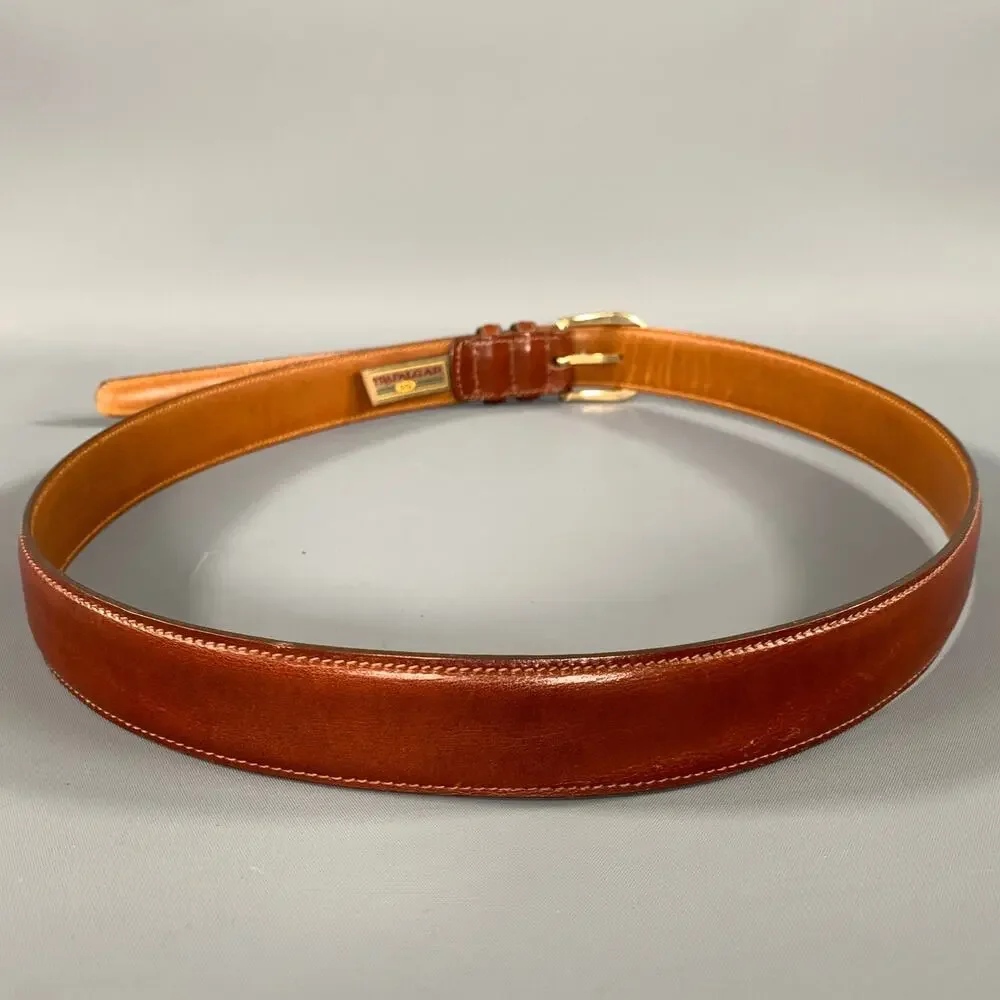 TRAFALGAR Size 38 Brown Mahagony Crackled Leather Belt
